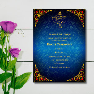 Indiase Hindoe Boy Dhoti Ceremony Pancha Kattu Inv Kaart