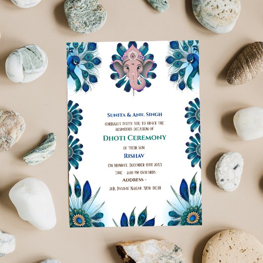 Indiase Hindoe Boy Dhoti Ceremony Pancha Kattu Inv Kaart