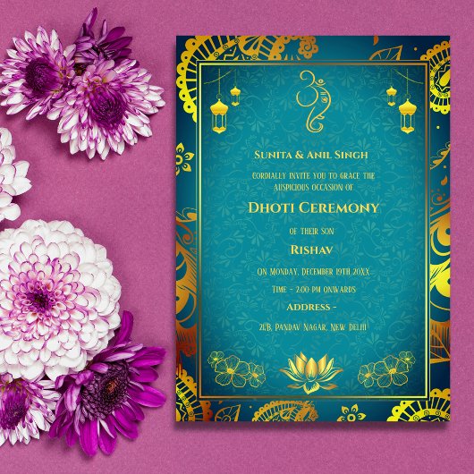 Indiase Hindoe Boy Dhoti Ceremony Pancha Kattu Inv Kaart