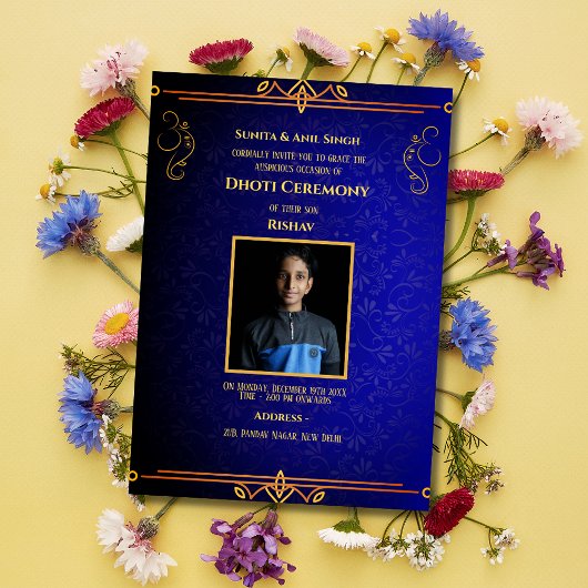 Indiase Hindoe Boy Dhoti Ceremony Pancha Kattu Inv Kaart