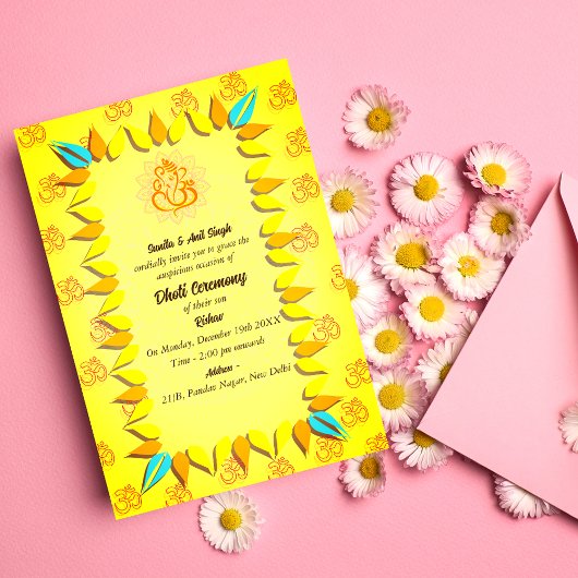 Indiase Hindoe Boy Dhoti Ceremony Pancha Kattu Inv Kaart