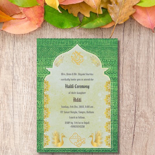 Indiase Hindoe Bride Haldi Ceremony Ganesha Kaart