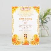 Indiase hindoe-bruid Haldi-ceremonie Ganesha bloem Kaart (Staand voorkant)