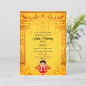 Indiase Hindoe Bruidegom Haldi Ceremonie Koninklij Kaart (Staand voorkant)