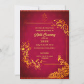 Indiase hindoe-bruidegom Haldi-ceremonie Pauwthema Kaart (Voorkant)