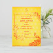 Indiase hindoe-bruidegom Haldi-ceremonie Pauwthema Kaart (Staand voorkant)