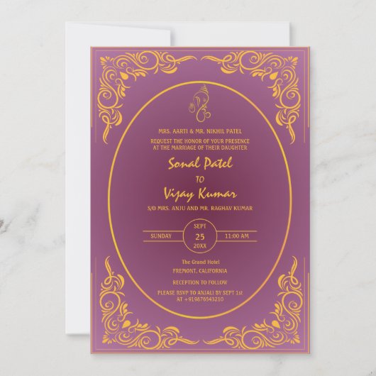 Indiase Hindoe bruiloft aangepaste foto Ganesha Lo Kaart (Voorkant)