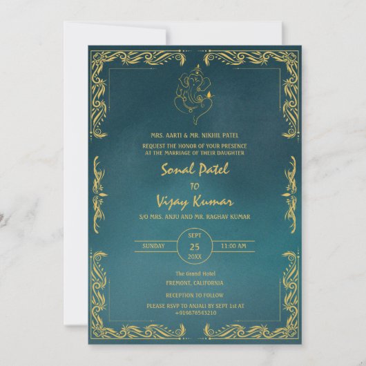 Indiase Hindoe bruiloft aangepaste foto Ganesha Lo Kaart (Voorkant)