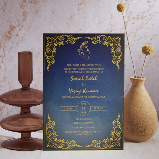 Indiase Hindoe bruiloft aangepaste foto Ganesha Lo Kaart