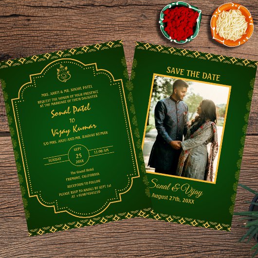 Indiase Hindoe bruiloft aangepaste foto Ganesha Lo Kaart
