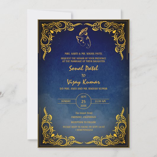 Indiase Hindoe bruiloft aangepaste foto Ganesha Lo Kaart (Voorkant)