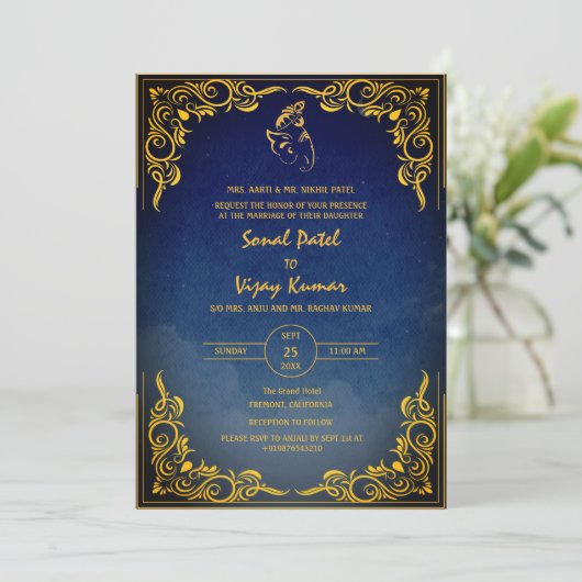 Indiase Hindoe bruiloft aangepaste foto Ganesha Lo Kaart (Staand voorkant)