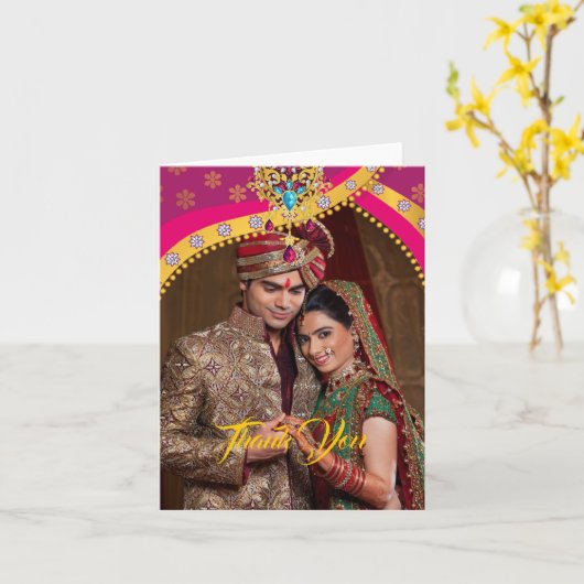 Indiase Hindoe bruiloft dank u Kaart (Gele Bloem)
