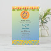Indiase Hindoe bruiloft Ganesha Floral Kaart (Staand voorkant)
