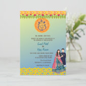 Indiase Hindoe bruiloft Ganesha Floral Kaart (Staand voorkant)