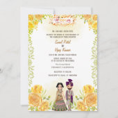 Indiase Hindoe Bruiloft Ganesha Gele Bloemen Kaart (Voorkant)