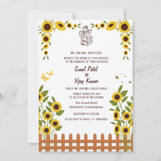 Indiase Hindoe bruiloft Ganesha Kaart (Voorkant)