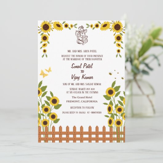 Indiase Hindoe bruiloft Ganesha Kaart (Staand voorkant)