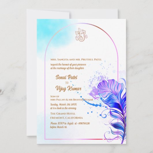 Indiase Hindoe bruiloft Ganesha Kaart (Voorkant)