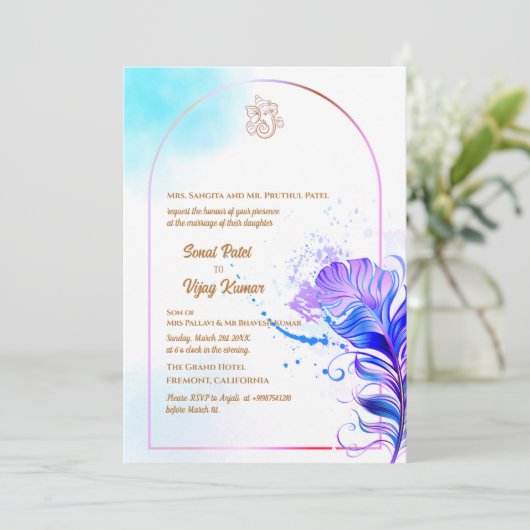 Indiase Hindoe bruiloft Ganesha Kaart (Staand voorkant)