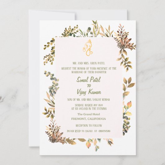 Indiase Hindoe bruiloft Ganesha Kaart (Voorkant)