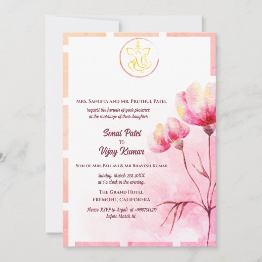 Indiase Hindoe bruiloft Ganesha Kaart (Voorkant)