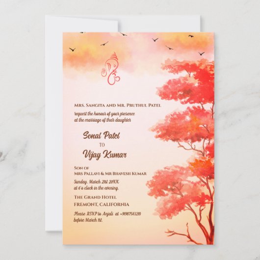 Indiase Hindoe bruiloft Ganesha Kaart (Voorkant)