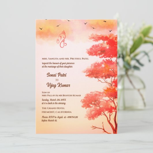 Indiase Hindoe bruiloft Ganesha Kaart (Staand voorkant)