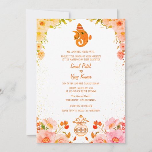 Indiase Hindoe bruiloft Ganesha Kaart (Voorkant)