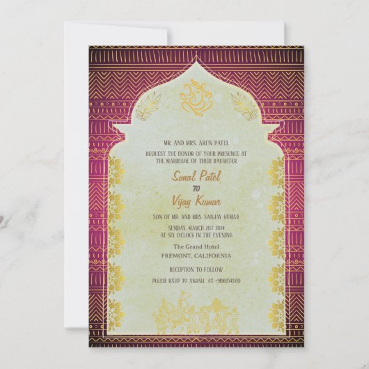 Indiase Hindoe bruiloft Ganesha Kaart (Voorkant)