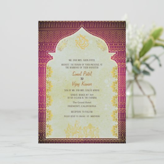 Indiase Hindoe bruiloft Ganesha Kaart (Staand voorkant)