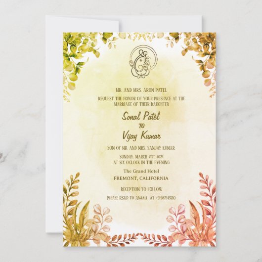 Indiase Hindoe bruiloft Ganesha Kaart (Voorkant)