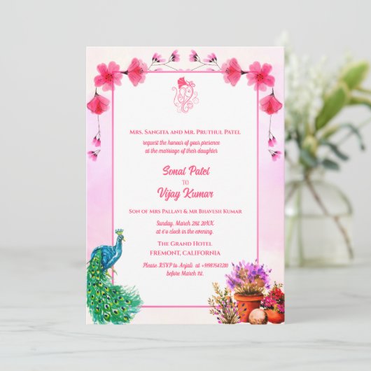 Indiase Hindoe bruiloft Ganesha Kaart (Staand voorkant)