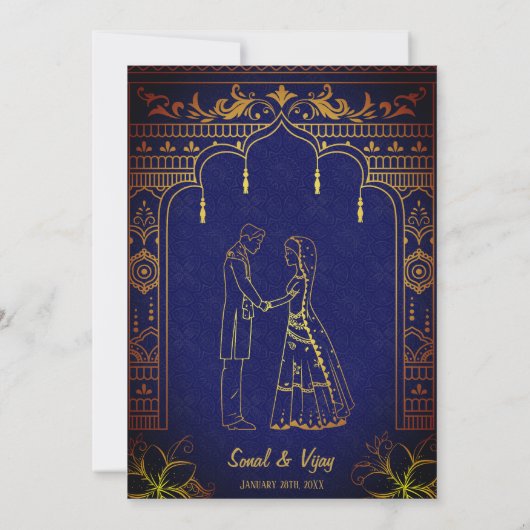 Indiase Hindoe bruiloft Ganesha Kaart (Achterkant)