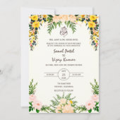 Indiase Hindoe bruiloft Ganesha Logo Floral Kaart (Voorkant)