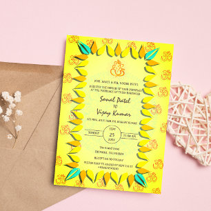 Indiase Hindoe bruiloft Ganesha Logo om symbool Kaart