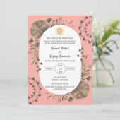 Indiase Hindoe bruiloft Ganesha Logo rustiek blad Kaart (Staand voorkant)