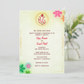 Indiase Hindoe Bruiloft Ganesha met Bloemen Elemen Kaart (Staand voorkant)