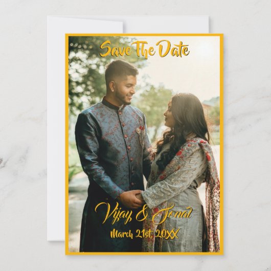 Indiase Hindoe Bruiloft Golden Elements Aangepaste Kaart (Achterkant)
