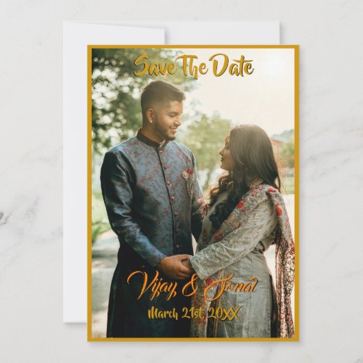 Indiase Hindoe Bruiloft Golden Elements Aangepaste Kaart (Achterkant)