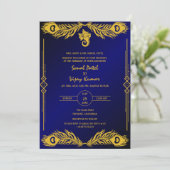 Indiase Hindoe Bruiloft Gouden Elementen Ganesha L Kaart (Staand voorkant)