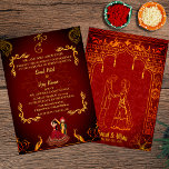 Indiase Hindoe Bruiloft Koninklijke Gouden Peacock Kaart<br><div class="desc">Vier de heilige verbintenis van twee zielen met onze prachtige Hindoe bruiloft uitnodiging Kaart. Deze betoverende kaart is exclusief ontworpen voor Indiase hindoebruiloften en legt de essentie van traditie en spiritualiteit vast. Een majestueuze gouden chakra siert de achtergrond en symboliseert eeuwige liefde en harmonie. Versierd met goddelijke zegeningen, siert Heer...</div>