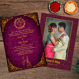 Indiase Hindoe Bruiloft Paar Afbeelding Golden Pea Kaart
