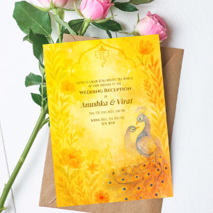 Indiase Hindoe bruiloft receptie Peacock Bloemen Kaart