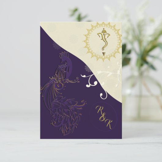 Indiase hindoe bruiloft uitnodiging (Staand voorkant)