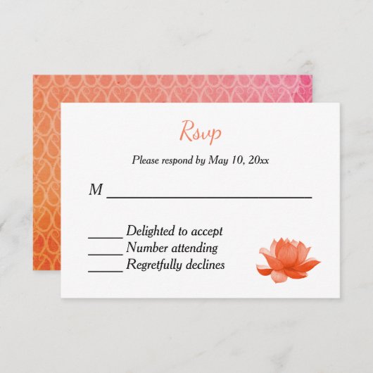 Indiase hindoe bruiloft uitnodiging RSVP (Voorkant / Achterkant)