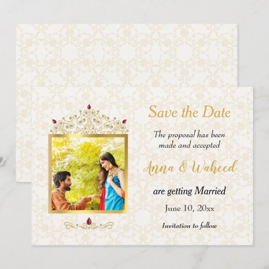 Indiase Hindoe Foto Save the Date (Voorkant / Achterkant)