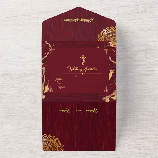 Indiase hindoe Ganesha bloemige waterverf All In O All In One Uitnodiging (Buitenkant)