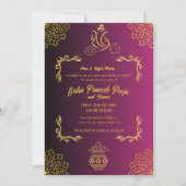 Indiase Hindoe Housewarming Griha Pravesh Golden Kaart (Voorkant)