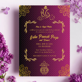 Indiase Hindoe Housewarming Griha Pravesh Golden Kaart